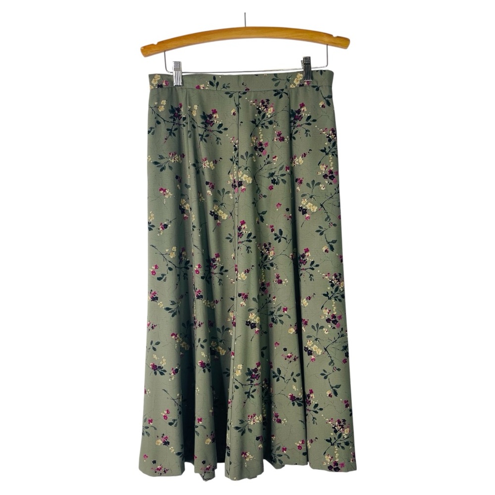 Vintage green pink floral cottagecore fairy whimsical midi maxi skirt 14